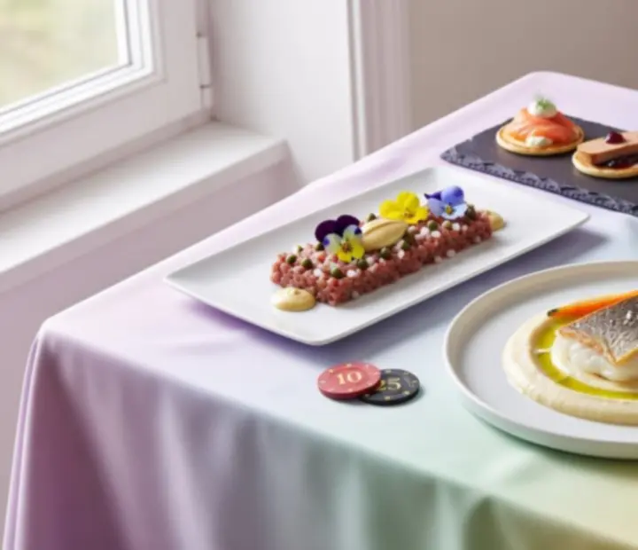Elegancko serwowane dania i koktajle przygotowane na wieczór tematyczny w restauracji