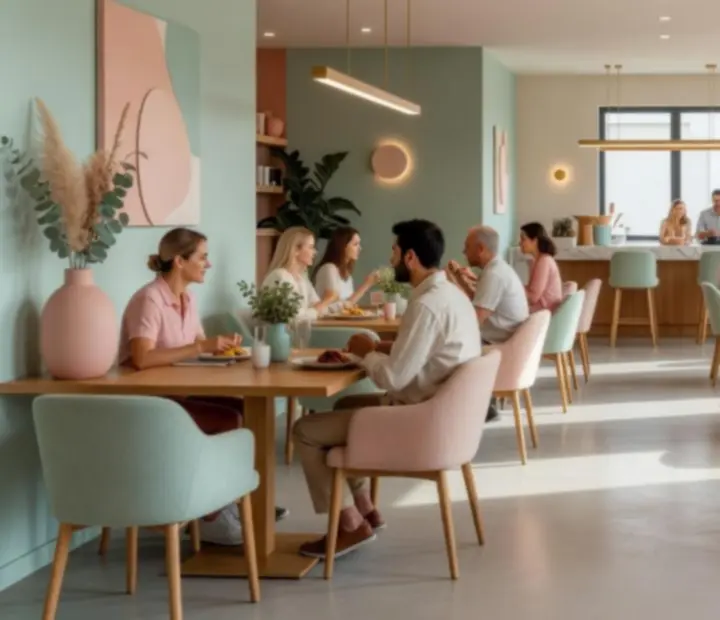 Mozaika zdjęć przedstawiająca wnętrza restauracji, potrawy i karty do gry podczas wieczoru tematycznego